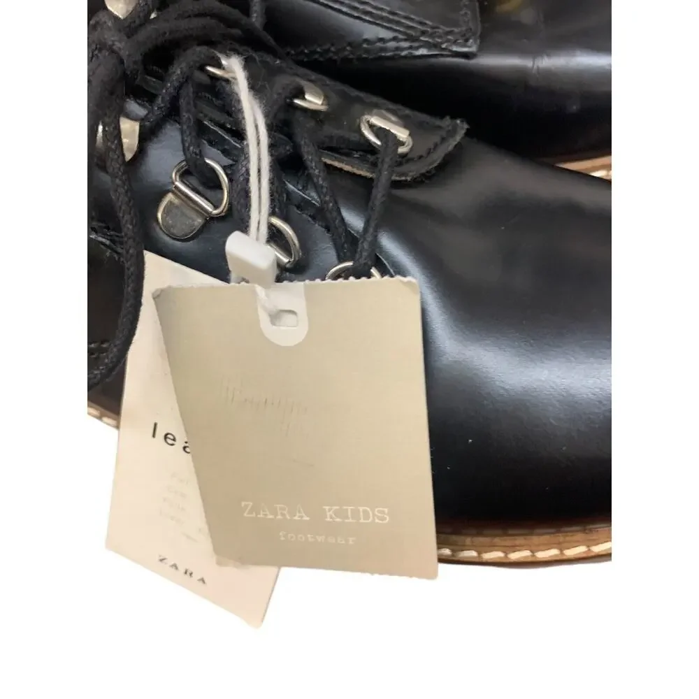 Zara Girls Lace Up Black Low Ankle Oxford Shoe new with tags SZ 36‎ 4 us